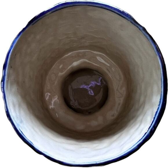 VTG Floralware Footed Round Planter Vase Succulent House Plant Floral Blue Brown - Picture 4 of 9